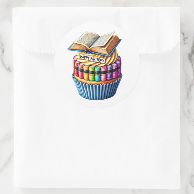 Adesivo Redondo Cupcake Birthday Stickers (Bolsa)