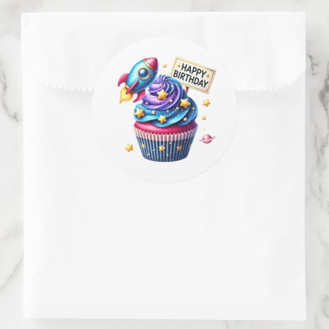 Adesivo Redondo Cupcake Birthday Stickers (Bolsa)