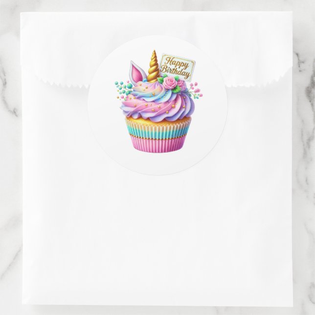 Adesivo Redondo Cupcake Birthday Stickers (Bolsa)
