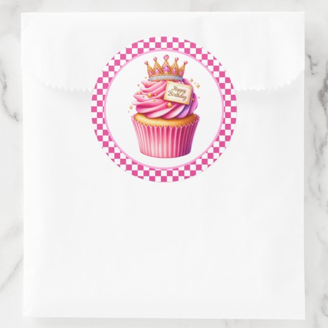 Adesivo Redondo Cupcake Birthday Stickers (Bolsa)