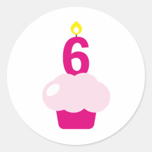 Adesivo Redondo Cupcake bonito com vela do aniversário