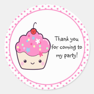 Adesivo Redondo Cupcake Bonito Obrigado