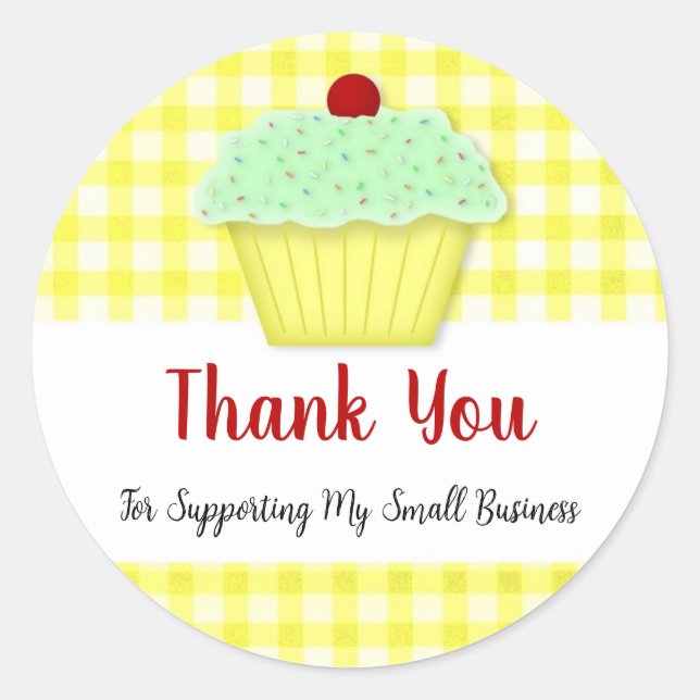 Adesivo Redondo Cupcake Business Obrigado Round Sticker (Frente)