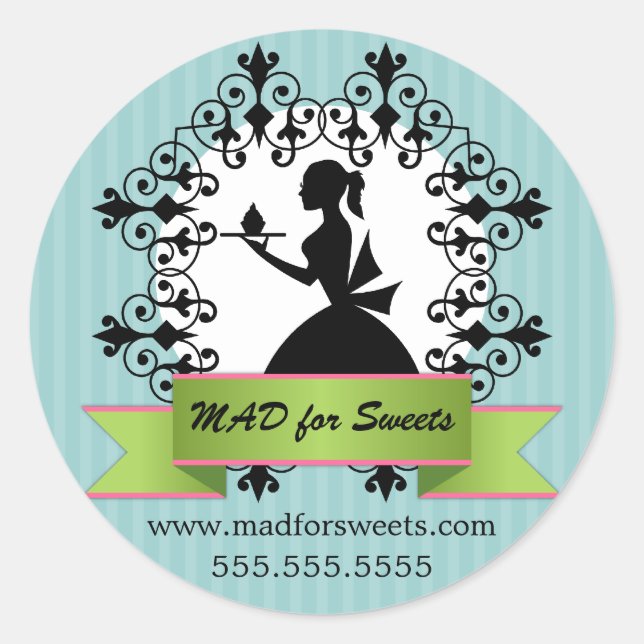 Adesivo Redondo Cupcake Caixas de Papel (Frente)