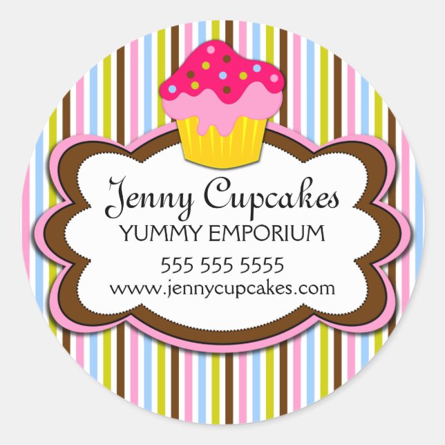 Adesivo Redondo Cupcake Caixas de Papel (Frente)