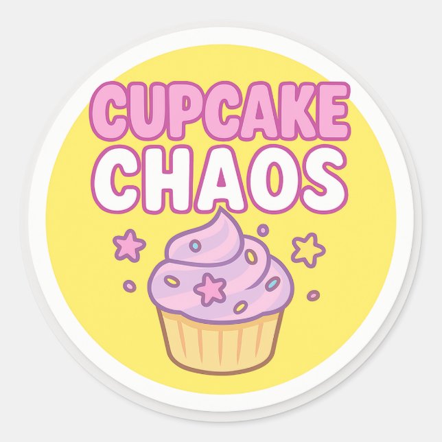 Adesivo Redondo Cupcake Chaos Round Sticker (Frente)