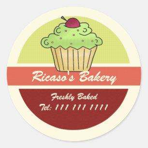 Adesivo Redondo Cupcake com Cereja no Topo