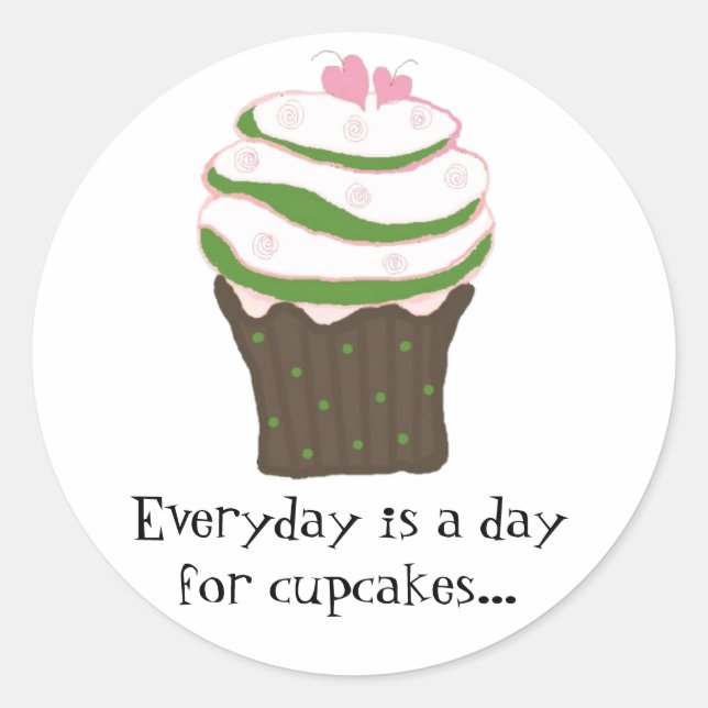 Adesivo Redondo Cupcake com Gelado e Dito Fofo (Frente)