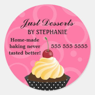 Adesivo Redondo Cupcake com padaria da cereja