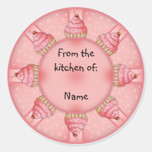 Adesivo Redondo Cupcake cor-de-rosa