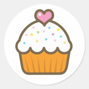 Adesivo Redondo cupcake da baunilha