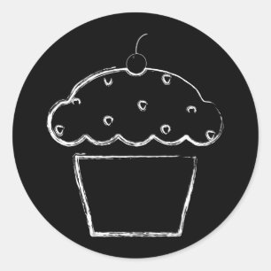 Adesivo Redondo cupcake da cereja do grunge