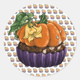 Adesivo Redondo Cupcake de abóbora