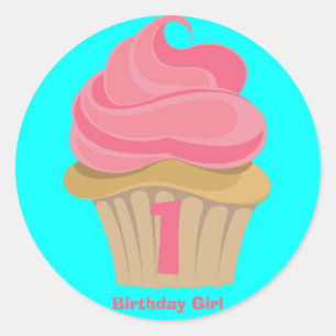 Adesivo Redondo Cupcake de aniversário