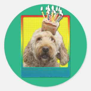 Adesivo Redondo Cupcake de aniversário - GoldenDoodle