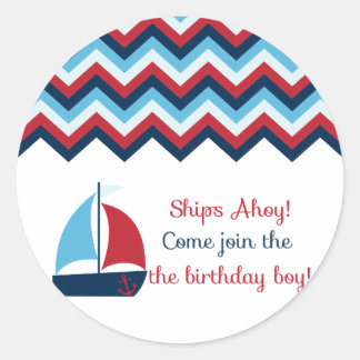 Adesivo Redondo Cupcake de Aniversário Náutico Topper/Sticker