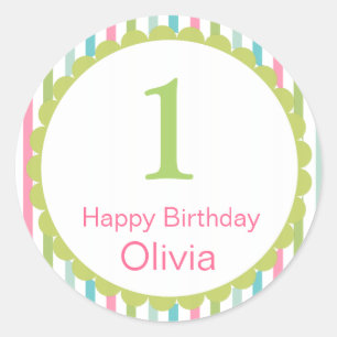 Adesivo Redondo Cupcake de aniversário reprodutor/adesivos