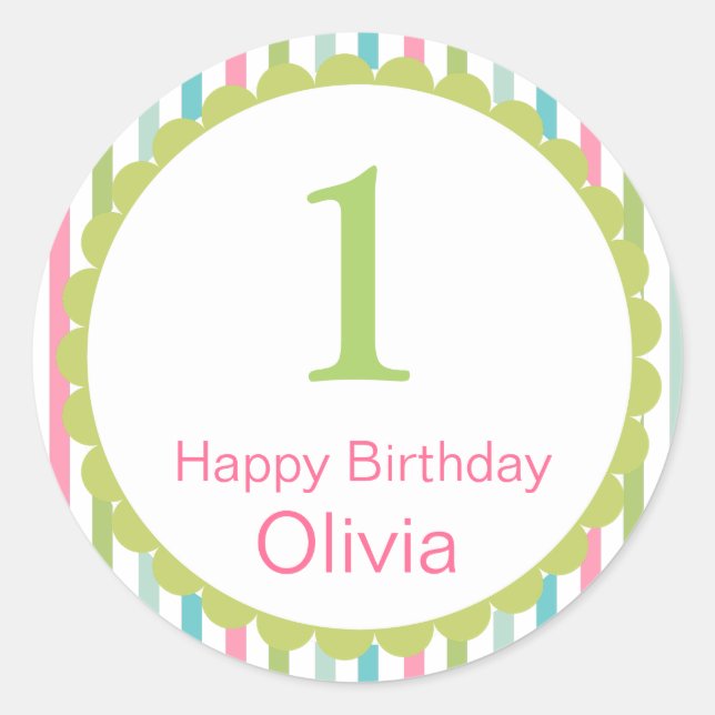 Adesivo Redondo Cupcake de aniversário reprodutor/adesivos (Frente)