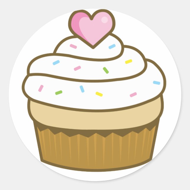 Adesivo Redondo cupcake de baunilha (Frente)