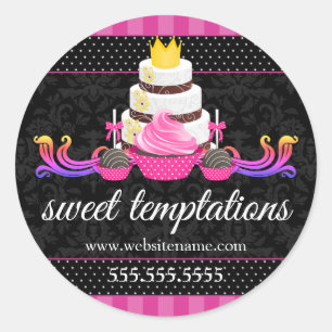 Adesivo Redondo Cupcake De Bolo Cake Box Selos