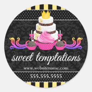 Adesivo Redondo Cupcake De Bolo Cake Box Selos