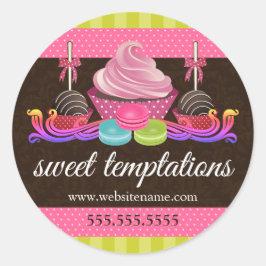Adesivo Redondo Cupcake De Bolo Macaron Caixas De Panificação
