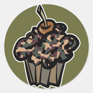 Adesivo Redondo cupcake de camuflagem