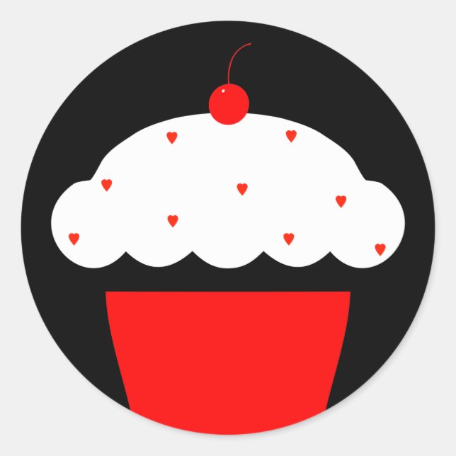 Adesivo Redondo cupcake de cereja (Frente)