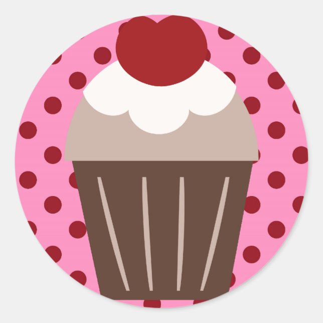 Adesivo Redondo CUPCAKE de cereja de chocolate KRW (Frente)
