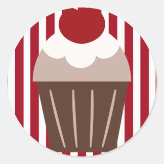 Adesivo Redondo CUPCAKE de cereja de chocolate KRW