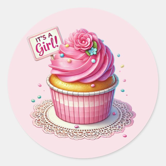Adesivo Redondo Cupcake de chá de bebê bonito (Frente)