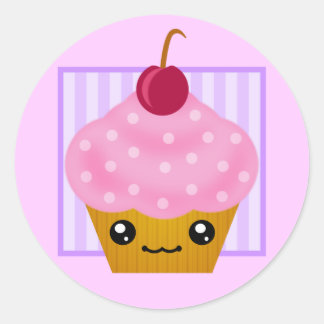 Adesivo Redondo Cupcake de Cherry Kawaii