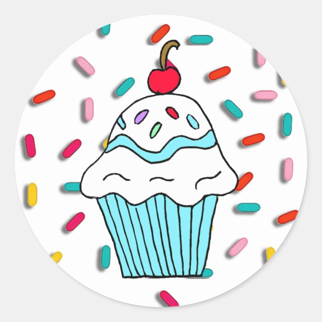 Adesivo Redondo Cupcake de Chocolates com pulverizadores doces (Frente)
