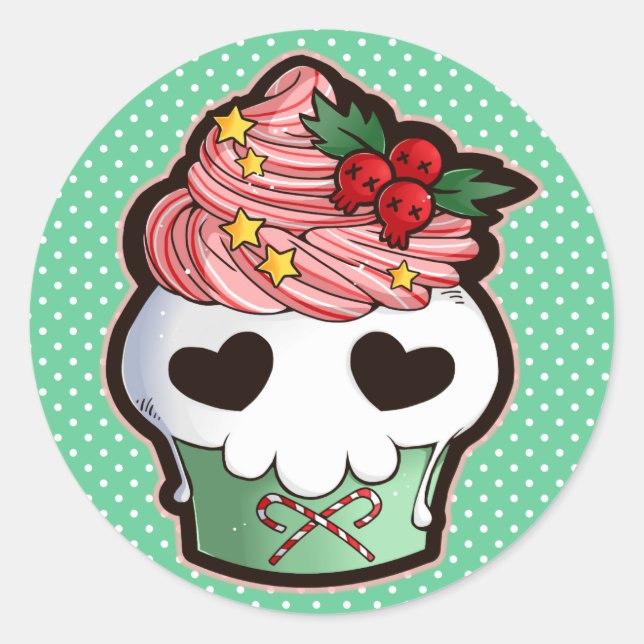 Adesivo Redondo Cupcake de Holiday Skull (Frente)