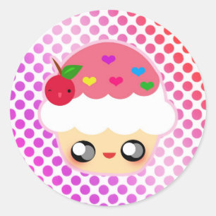 Adesivo Redondo Cupcake de Kawaii!