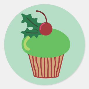 Adesivo Redondo Cupcake de Natal