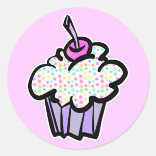 Adesivo Redondo cupcake de pontos pastel
