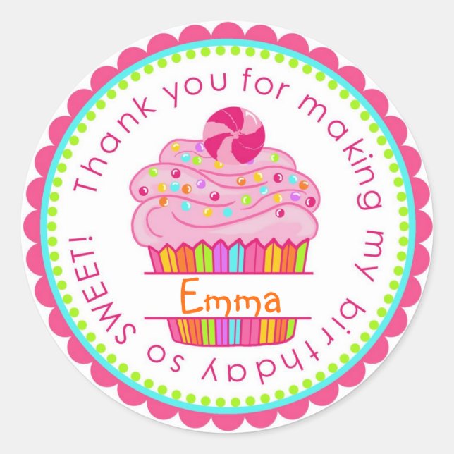 Adesivo Redondo Cupcake de Surpresa do Candy (Frente)