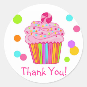 Adesivo Redondo Cupcake de Surpresa do Candy