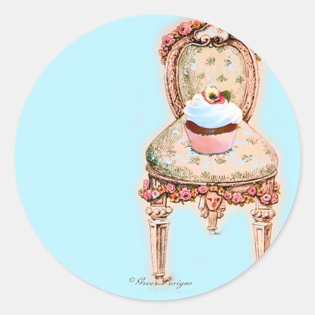 Adesivo Redondo Cupcake do Tea Party (Frente)