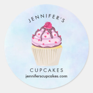 Adesivo Redondo Cupcake doce com framboesa no topo