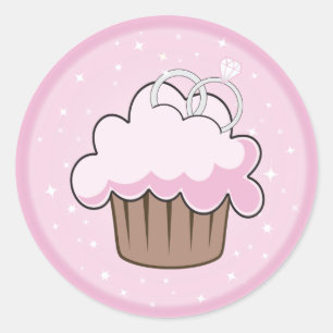 Adesivo Redondo Cupcake dos Anéis de Casamento