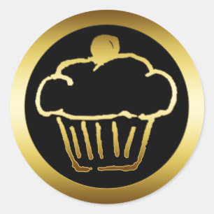 ADESIVO REDONDO CUPCAKE DOURADO