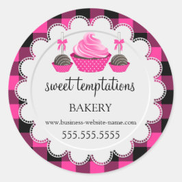 Adesivo Redondo Cupcake e Xadrez de Bolo