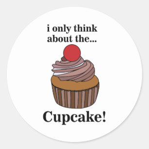 Adesivo Redondo Cupcake Eu Só Penso No Cupcake