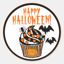Adesivo Redondo Cupcake Feliz Halloween Bats