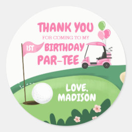 Adesivo Redondo Cupcake Golf Par-Tee Topper Boy Birthday Favor