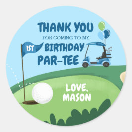 Adesivo Redondo Cupcake Golf Par-Tee Topper Boy Birthday Favor Cla