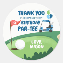 Adesivo Redondo Cupcake Golf Par-Tee Topper Boy Birthday Favor Cla