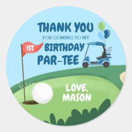 Adesivo Redondo Cupcake Golf Par-Tee Topper Boy Birthday Favor Cla